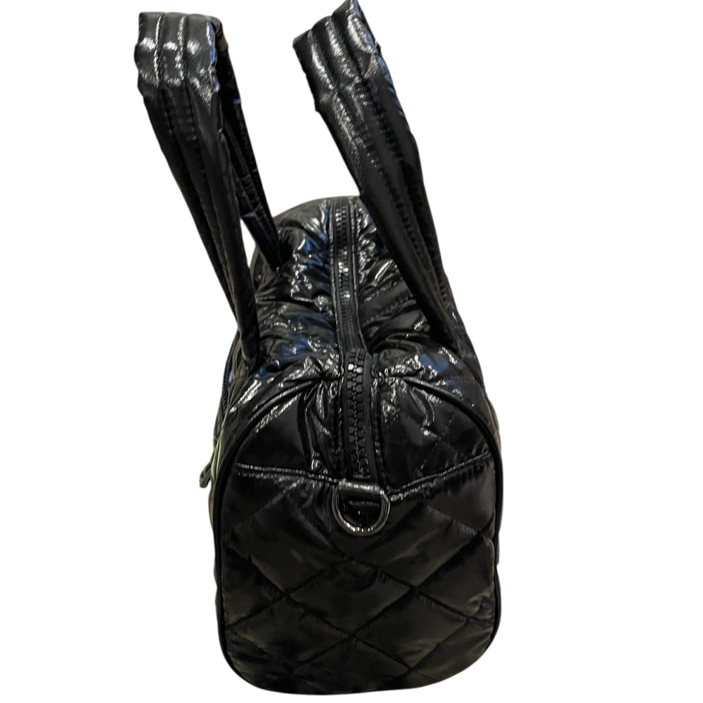 Oliver Thomas Quilted Patent Mini Duffel Bag Black Puffer Purse - Picture 8 of 16
